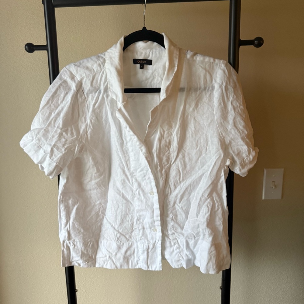 Quince Cream 100% Linen Shirt - Picture 2 of 5